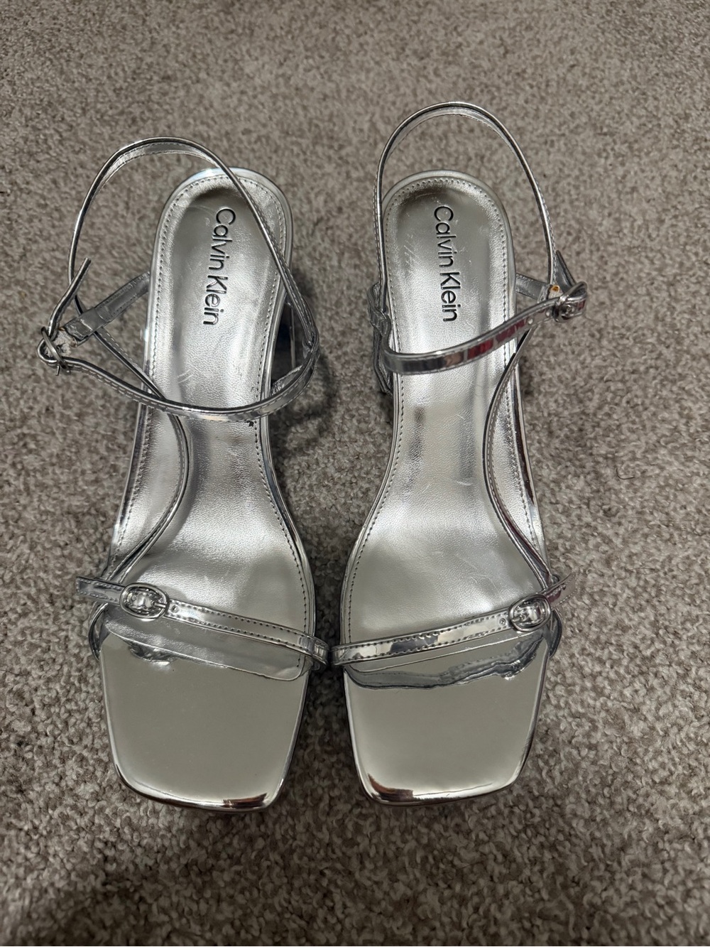 “New” Calvin Klein Silver Strappy Sandal size9.5